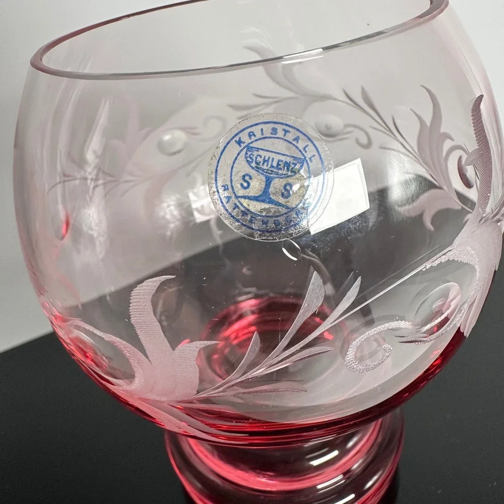 Kristall Schlenz Rattenberg Austria Glass Ruby Cut Crystal Brandy Snifter Cognac